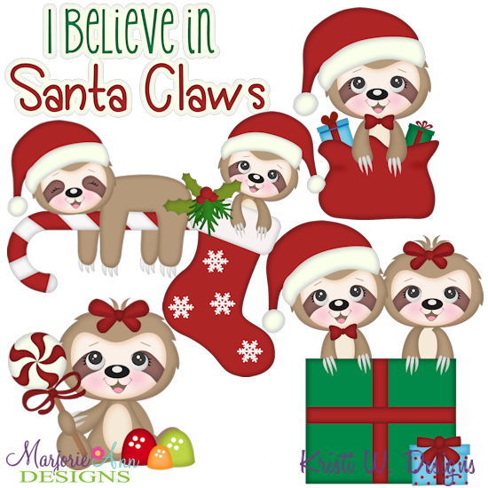 Santa Claws-Sloths SVG Cutting Files + Clipart - Click Image to Close